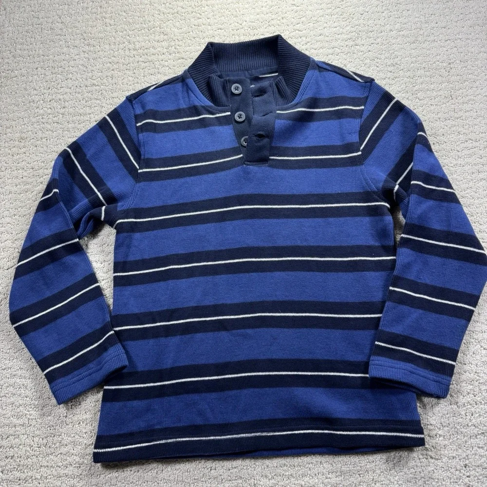 Gap Kids Boys Henley Sweater Size 6-7 Blue‎ Striped - NWT